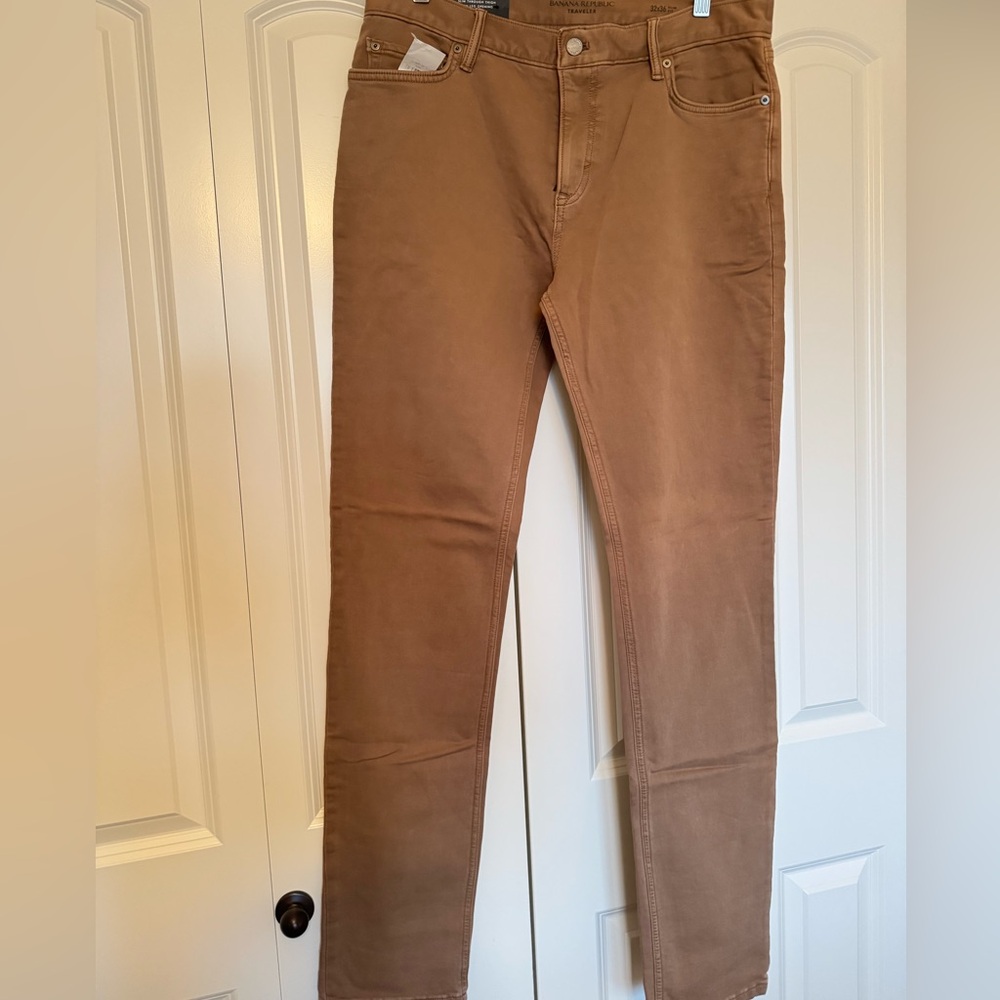 Banana Republic Traveler Slim Fit Pants in Tan